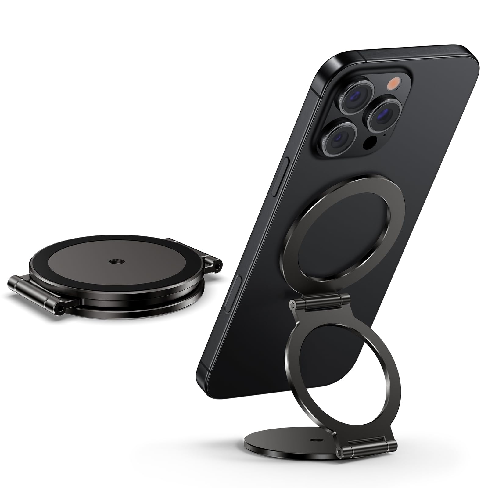 Magdigiteh Dual Magnetic Ring Phone Holder For Magsafe, 1/4'' Screw Hole Tripod Mount, Attach Your Phone To Iron Object, Adjusta